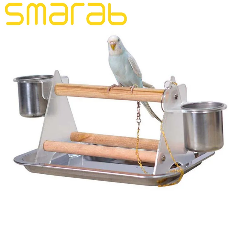 

Wooden Bird Toys with Tray Hanging Swing Pet Bird Parrot Climbing Chew Training Toy Bird Cage Decoration for Parrots Birds