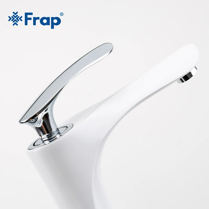 Billig FRAP Groß Messing Weiß Und Chrome Finish Badezimmer Wasserhahn Einzigen Griff Bad Armaturen Heißer Kalten Wasser Mischer Waschbecken Wasserhahn Y10097
