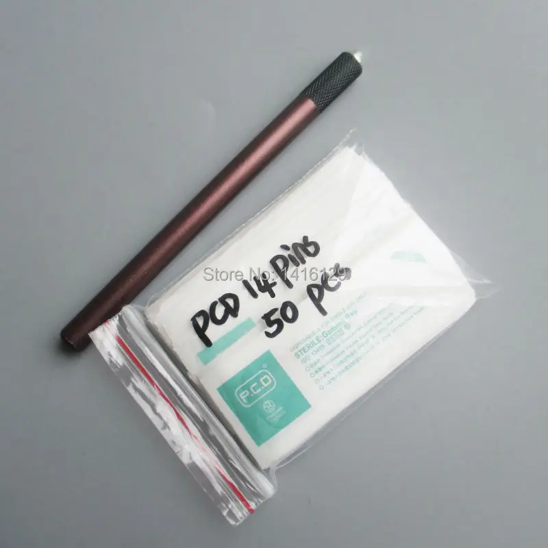 

Free Shipping Microblading Pen Aluminum Alloy Manual Tattoo Pen For Permanent Makeup with 50pcs PCD 14pins Needle Blade