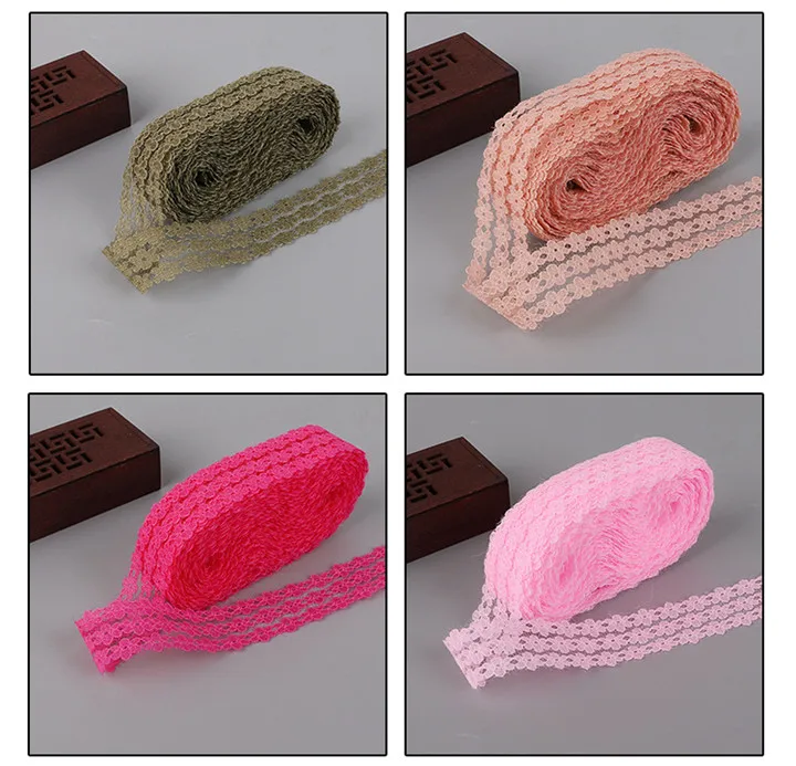 4  25mm10 Yard Non-Elastic Lace Strips Ribbons Diy Decorative Wedding Flowers Gift Wrapping Handmade Lace Hair Accessories