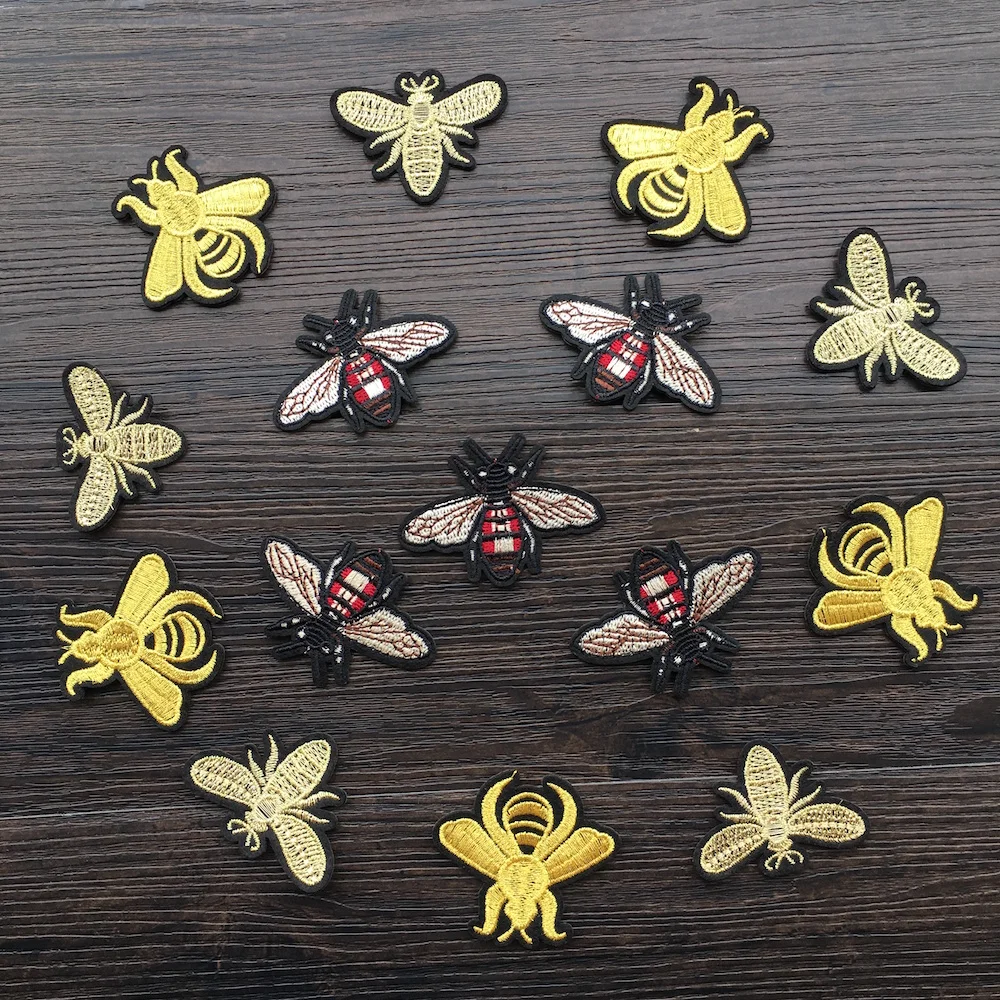 

10Pcs/lot Mini Bees Patch Applique Embroidery Iron on Patches Decoration Accessories for Clothing Patches LSHB657