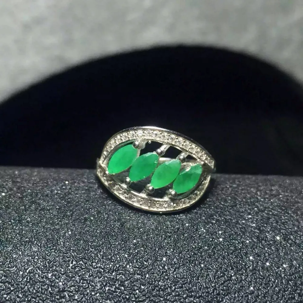 Natural green emerald Ring Natural gemstone ring 925 sterling silver
