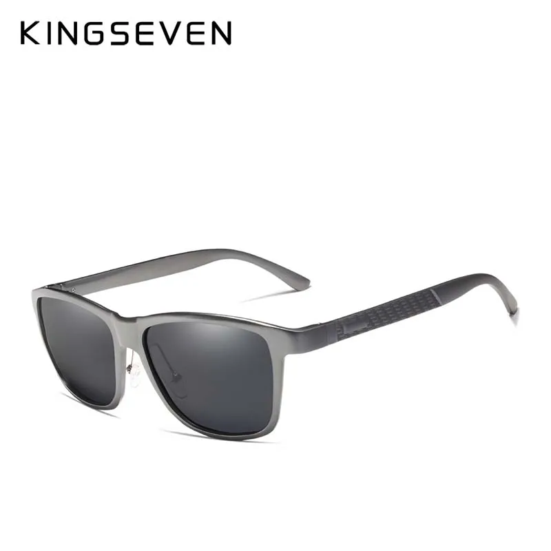 KINGSEVEN Ретро алюминиево-магниевые солнцезащитные очки поляризованные винтажные женские солнцезащитные очки для вождения мужские очки аксессуары - Цвет линз: Gun Gray