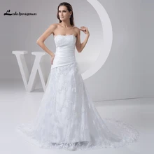 2017 Charming Lace Wedding Dress White Ivory Custom Made A-line Beaded Princess Bride Gown Vestidos de Casamento