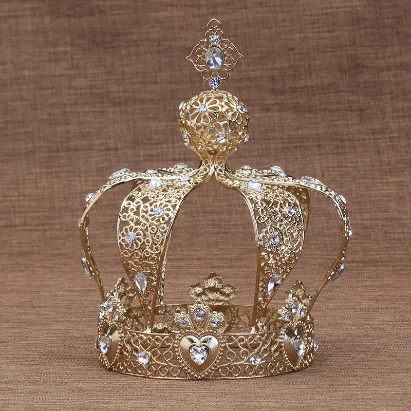 Винтажная Королевская корона для вечеринки, дня рождения, торта, короны и диадемы, черные/Золотые/серебряные свадебные украшения для волос, диадема