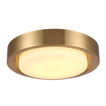 

Nordic post modern round all copper ceiling lights gold luxury foyer bedroom dining room ceiling lamps LED ceiling mounted lamp