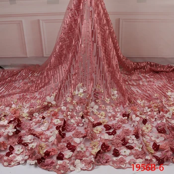 

Popular French Tulle Lace Applique African 3D Lace 2019 High Quality Nigerian Net Lace For Wedding Party Dress 5yards GD1956B-4