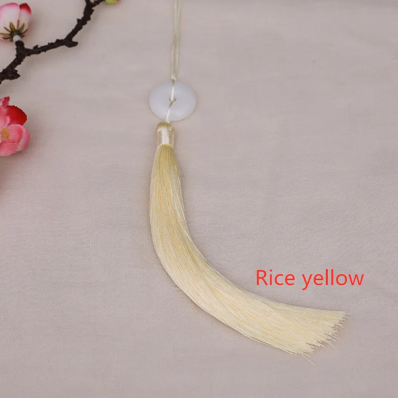 Rice yellow 5 шт. белая Нефритовая пряжка с символом мира кисточкой самодельный брелок шапки ремни Подвески для изготовления украшений занавес Подвеска для изготовления аксессуаров ремесло кисточкой - Цвет: Rice yellow