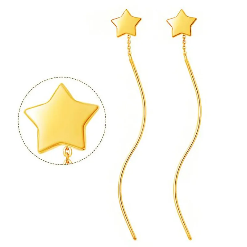 Trendy Women Jewelry Earrings Ear Line 18K Gold Chain With Star Pendant Charms Drop Earrings Fashion Wedding Earring