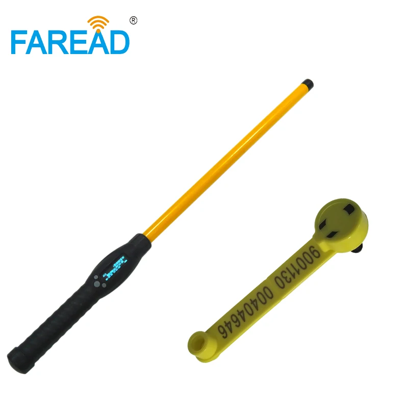 

x80pcs ISO11784/85 RFID sheep ear tag + x1pc 134.2KHZ Animal Stick Reader LF handheld bluetooth or USB portable scanner