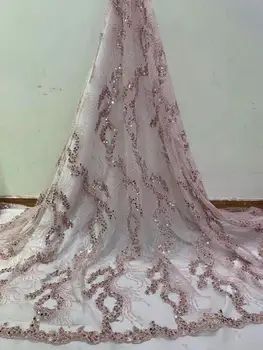 

High quality beads 3+5 embroidered French gauze high-grade African lace fabric Nigerian lace suitable for wedding dress skirt