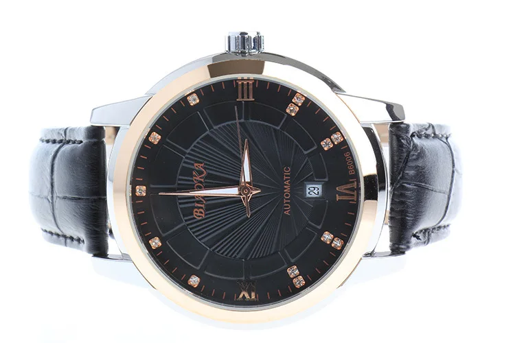 

BIAOKA Gold calendar Men Mechanical Watch leather Montre Homme Wristwatch Waterproof watch Relogio Masculino Men Clock