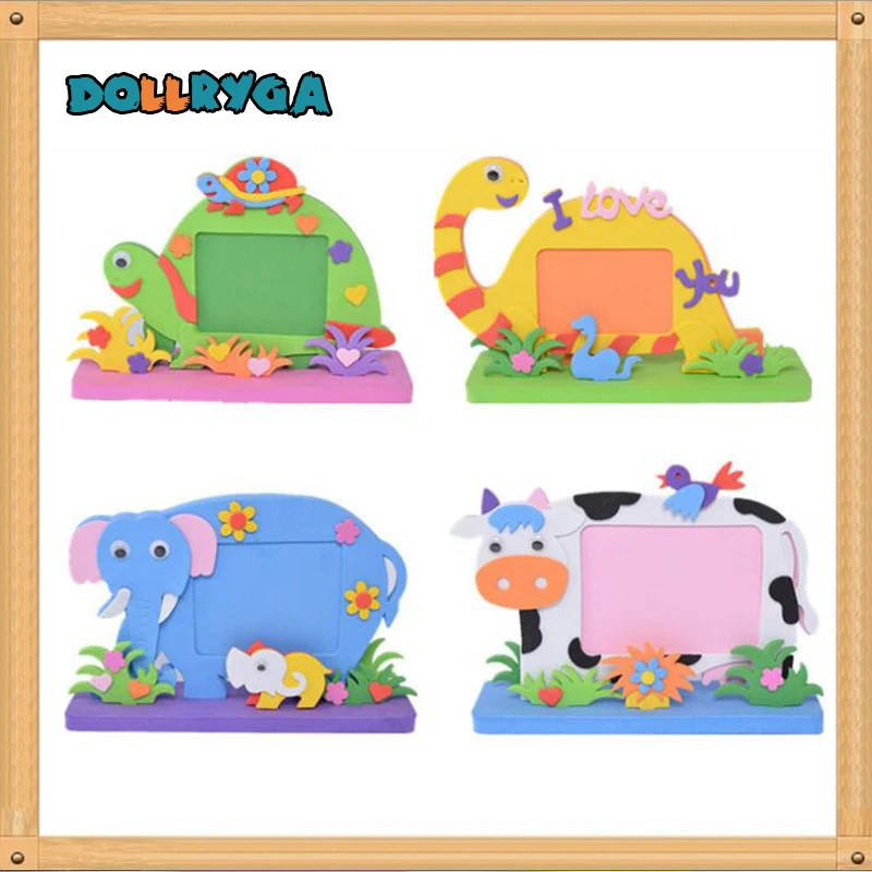 

4sets EVA Cartoon Photo Frame DIY Applique Children Handmade Non-woven Cloth Cartoon Animal Photo Frame Craft Art Craft Gift