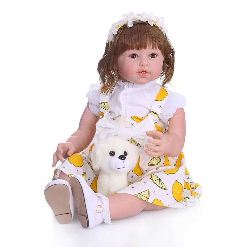 Силиконовая кукла Reborn girl размер 80 см коричневые волосы Кукла модель одежды