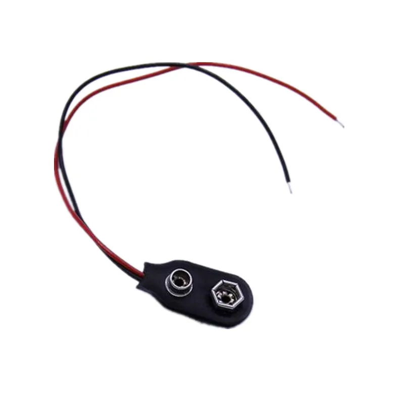

Free shipping 100pcs 9V Battery Clasp Cross Battery Clip Holder Connectors Plug Snap Lead Wire Soft Buckle Length:10CM
