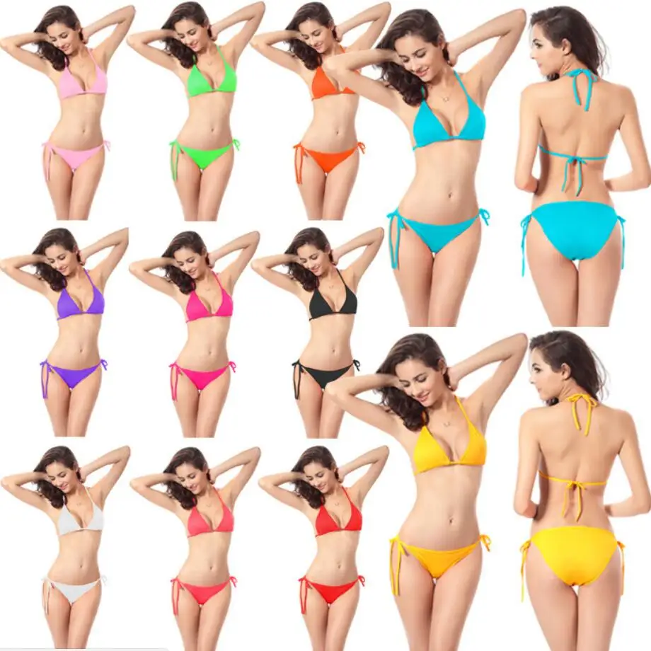 

9 Colors Hot Sale Sexy Lace-up Swimwear Fashion Swimming Suit For Women Swimsuit Bikini Set Popular Two-Piece Bathing Suits