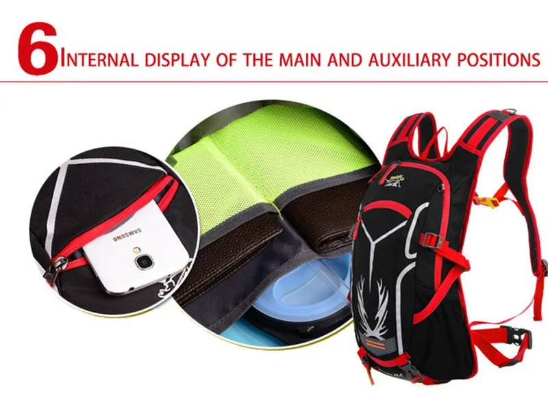 18L Waterproof Breathable Bicycle Backpack Outdoor Sports Riding Travel Mountaineering Hydration Water Bag with Rain Cover (12)