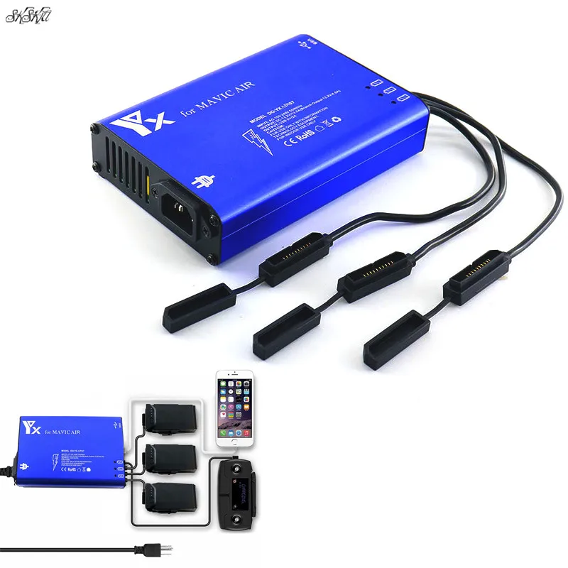 

5 in 1 Charger 3 Way Battery Charging & 2 USB Port Remote Control phone Tablet Charge For DJI mavic air Drone Accessories