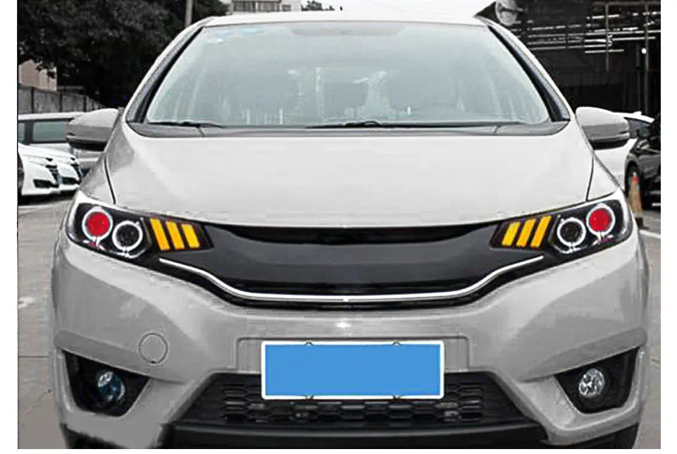 For Honda Fit JAZZ 2014-2017 LED Car Headlight Assembly LED Demon Eyes DRL Turn Signal Lights Projector Lens (17)