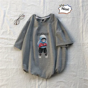 

2019 Summer New Korean Version Of The Tide Male College Wind Comfortable High Quality Cartoon Loose Explosions Casual T-shirt