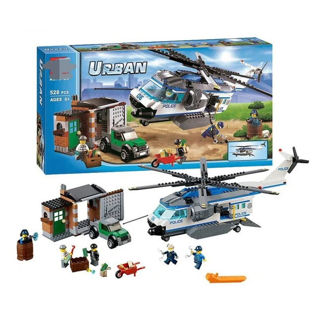 Police Crook Helicopter Surveillance Building Blocks Model