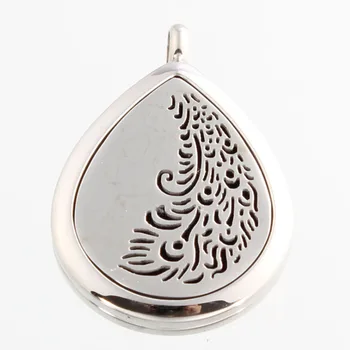 

10PCS Feather Silver Water Drop Perfume Locket Aromatherapy Essential Oil Magnetic Stainless Steel Diffuser Locket