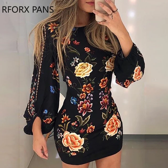 floral bodycon dress with sleeves