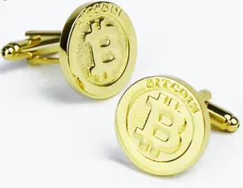 

10pairs/lot Gold Bitcoin Cufflinks Copper Made Cuff Links Shirt Cuff Button Men's Jewellery Accessory Fashion Gift