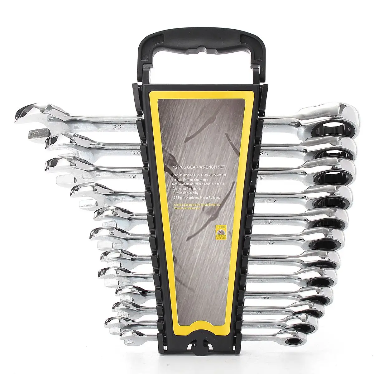 

12Pcs Reversible Combination Ratcheting Wrench Set 45# Steel CRV