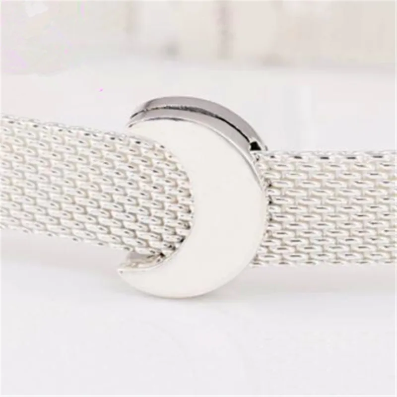 

The new R series 925 sterling silver original charm Silver moon clip charm for women's braided chain