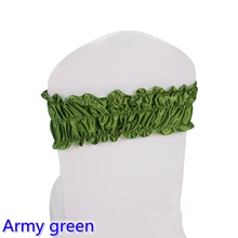 Армейский зеленый цвет атласный стул шарф свадебное украшение Подвязка из лайкры и спандекса подходит для всех стульев юбка-пузырь в складку лук галстук отель Вечерние