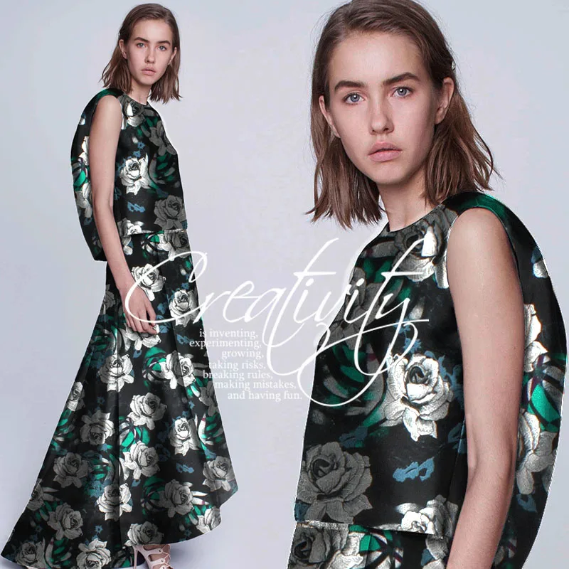 Digital inkjet silk organza satin fabric crisp dress silk organza