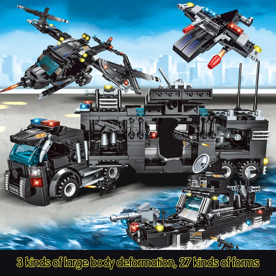 Delegacia de Polícia Cidade de Blocos de Construção Blocos de Brinquedo Educativo para Crianças para Meninos 715 Pcs da Compatíveis Legoingly Cidade Swat Caminhão Crianças 6 compatível legoingly cidade swat equipe caminhão blocos