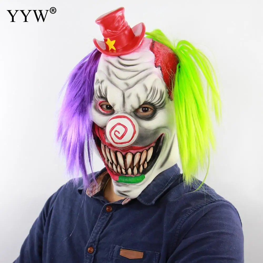 

Halloween Cosplay Realistic Latex Masks Funny Clown Halloween Mask Man Scary Mascaras Horror Masker Carnival Prank Masque Props