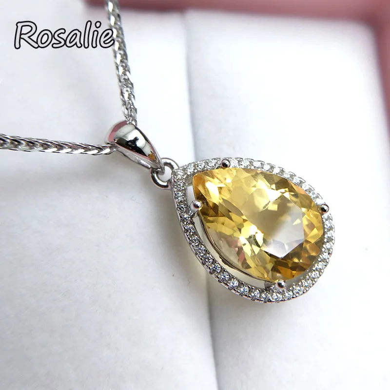 

Rosalie,natural Brazil Citrine 5.5ct big gemstone pendant with chain 925 sterling silver for women birthday anniversary gift