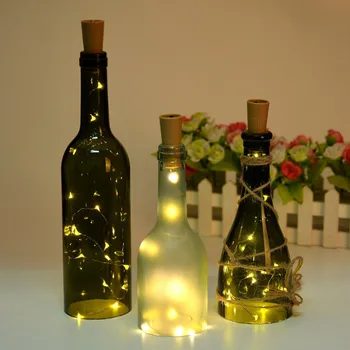 

10X 2M 20 LED Wine Bottle Light Cork Shape Battery Copper Wire String Lights for Bottle DIY Christmas Wedding and Party