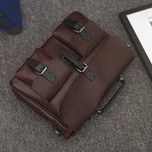 Винтажный Мужской портфель из искусственной кожи, сумка на плечо для ноутбука, деловые сумки, винтажный портфель ручной работы, мужская сумка через плечо