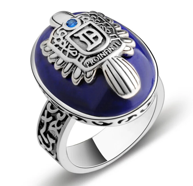 

Customize letter initial Men's Rings Vampire Diaries natural man made gemstone lapis lazuli men's jewelry