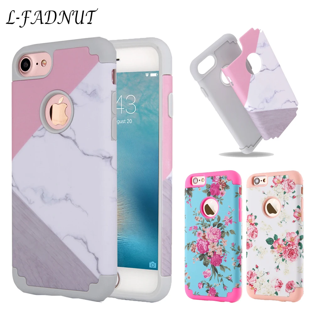 

L-FADNUT Dual Layer Bumper Phone Case For iPhone 7 Plus 8 6S 6 5 5S SE Shockproof Soft Protective Cover For iPhone Xr X Xs Max