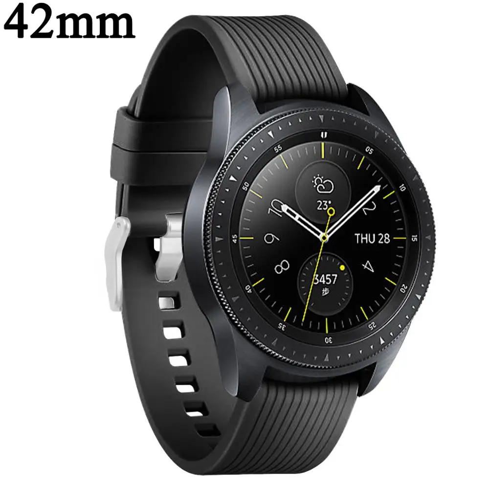 Силиконовый ремешок для часов samsung Galaxy watch 46 мм 42 мм ремешок Активный браслет correa 20 мм 22 мм ремешок аксессуары для умных часов - Цвет ремешка: 42mm black
