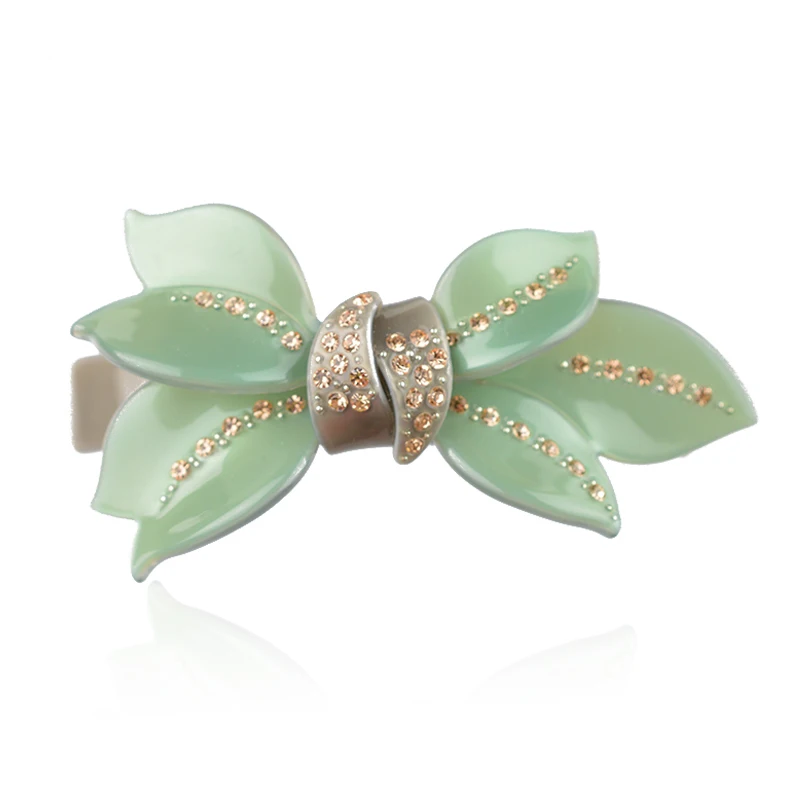 

Sweet & Stunning Rhinestone Crystal Acrylic Hair Bow Barrettes Ponytail Holder Flower Hair Clip For Women FREE SHIPPING