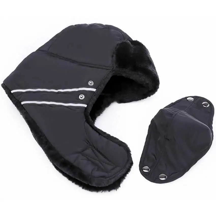 Русские шапки-бомберы для женщин и мужчин, зимняя ветрозащитная Лыжная шапка с ушками и маской, теплые шапки, шапка охотника, охотников