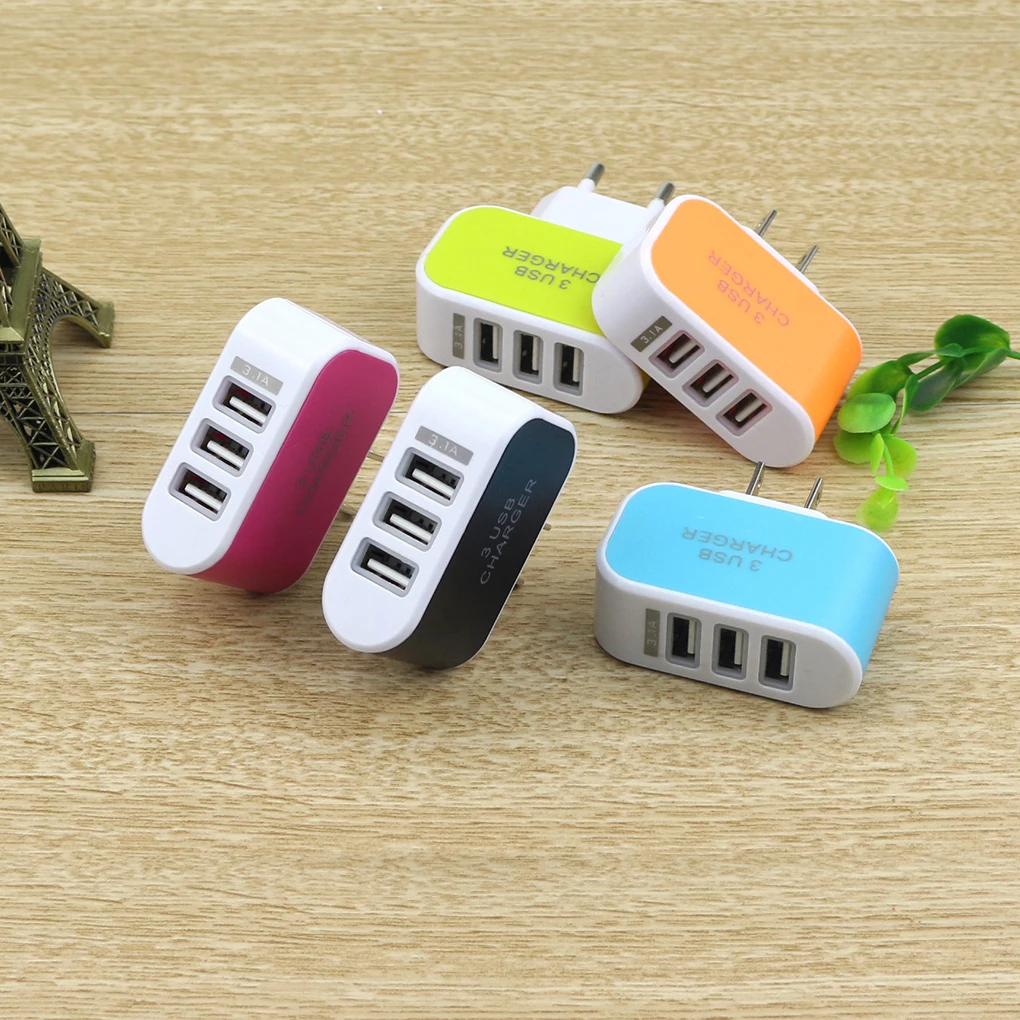 

2019 3 Ports Triple USB Port Wall Home Travel AC Charger Adapter EU US Plug Mobile Phone Charger