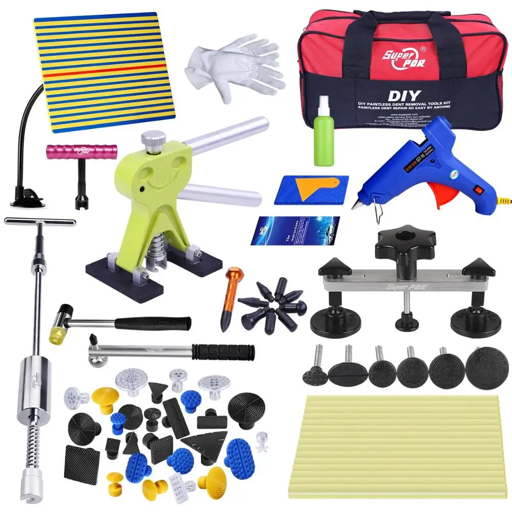 

Super PDR Tool Set Professional Dent Repair Removal Tool Kit For Car Dent Repair Auto 2in1 Pulling Bridge Glue Gun Rubber Hammer