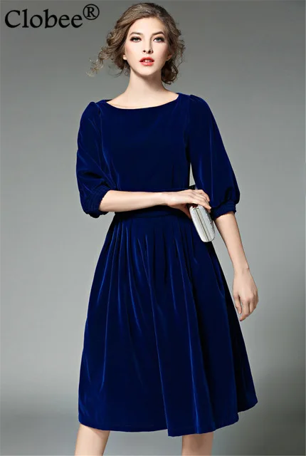 Runway Dresses 2017 Spring Summer Blue Red Velvet Dress Women Half Runway Dresses 2017 Spring Summer Blue Red Velvet Dress Women Half Sleeve Vintage Priness Pleated Party Vestidos In From S Clothing