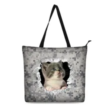 Холщовая Сумка для покупок персонализированные сумки сумка на плечо цифровой камуфляж животный дизайн Черная продуктовая сумка х/б Сумка Черный