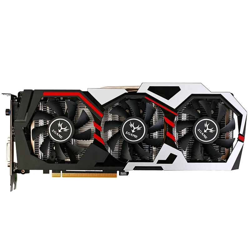 Красочные GPU iGame Ymir GTX1060 U6GD5 Топ GDDR5 три вентилятора один ключ над часами 1506-1809 МГц 192 бит DirctX 11 3* DP 1* HDMI DVI-D