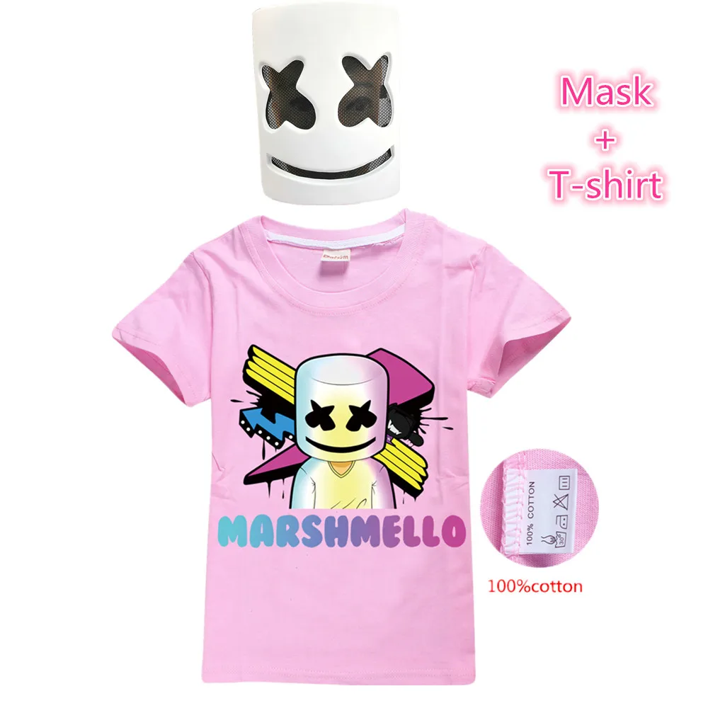 

DJ Marshmello Cotton Kids T-shirt Mask Full Face Cosplay Costume Carnaval Halloween Prop Plastic Mask Headdress Accessories 2019