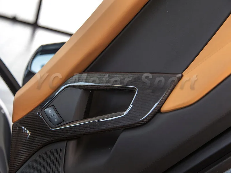 Car Accessories Dry Carbon Fiber Inner Door Handle Panel 2pcs Fit For 2011 2014 Aventador LP700