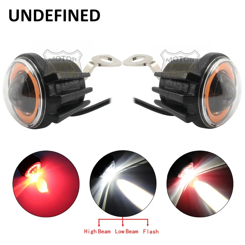 

LED Motorcycle Fog Light Flash Red Angel Eye Ring Fog Running Light Lamp Mirror Mount For Honda Kawasaki Suzuki Motorbike Trucks